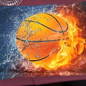 Basketball on fire zipper closure standard size pillowcase.